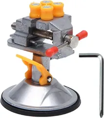 Cicogna バイス 卓上 万力 ミニ クランプ アクセサリー プラモデル 工具 吸盤付き 小型( シルバー)