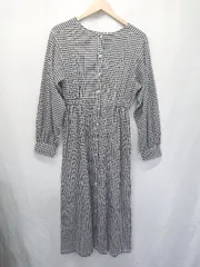 ◇ Θ AS KNOW AS アズノゥアズ チェック柄 長袖 膝下丈 シャツ ワンピース サイズF ブラック ホワイト レディース E  【1507010012010】