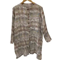 JURGEN LEHL ヨーガンレール レディース シャツ SIZE M パッチワーク風 バイオレット やや傷や汚れあり ♪♪JURGEN LEHL ヨーガンレール レディース シャツ SIZE M