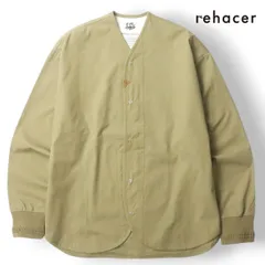 新品未使用 rehacer 2023AW 袖リブニット 東炊き染め コットン ドルマンスリーブ ワイド 長袖 バンドカラーシャツ  L【参考価格￥15,400-】のサムネイル