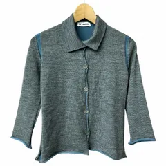 ジルサンダー JIL SANDER ニット カーディガン 襟付き 灰 青 グレー ブルー 36 ■GY41 レディース ジルサンダー JIL SANDER ニット カーディガン 襟付き 灰 青