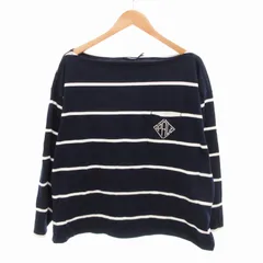 ポロ バイ ラルフローレン Polo by Ralph Lauren 美品 カットソー ボーダー ロゴ 刺繍 ボートネック 長袖 XXL 紺 白 ネイビー ホワイト XXL /HO● 0124 ■GY19のサムネイル