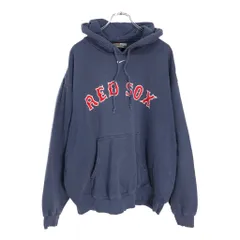 00年代 NIKE ナイキ MLB ボストン・レッドソックス パーカー プロチーム メジャーリーグ ネイビー(メンズ XL)中古 古着 V5766