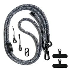 新品 [Oumino] スマホ ショルダー ストラップ 携帯 ネックストラップ iPhone 15 対応 ショルダーストラップ 長さ150cm 太さ8mm 耐荷重 5kg ストラップホルダー2枚 首掛け 斜めがけ アウトドア 落下防止 調節可能 全機種対応