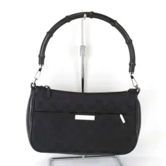 良品『USED』 グッチ 001・3870 001274 ハンドバッグ バンブー/GGキャンバス  ブラック