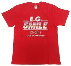 【中古】Tシャツ(女性アイドル) E-girls E.G. SMILE Tシャツ レッド Mサイズ 「E-girls LIVE TOUR 2016 ～E.G. SMILE～」