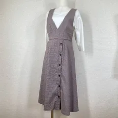 美品【ミッシュマッシュ】スカート　紫　M　チェック サイドボタン ジャンスカ ジャンパースカート フレア Y2K　フェアリーグランジ