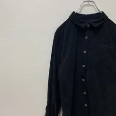 Eddie Bauer エディバウアー コーデュロイシャツ 刺繍ロゴ シンプル 長袖 ブラック