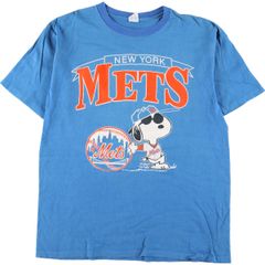 古着 80年代 ARTEX MLB NEWYORK METS ニューヨークメッツ SNOOPY スヌーピー キャラクタープリントTシャツ USA製 メンズM/eaa328800