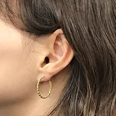 カッティングボール真鍮Brassチタン芯フープピアス【ete280】