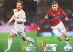 [Used] Poster, Double-sided B2 Jumbo Poster (folded into eight), Luka Modrić (Real Madrid) / Rasmus Heilund (Manchester United FC), World Soccer Digest April 4, 2024 Special Supplement