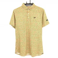 ★特価★【美品】マスターバニー 半袖ポロシャツ ライトベージュ×オレンジ 花柄  メンズ 5(L) ゴルフウェア MASTER BUNNY EDITION