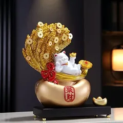 招き猫 猫 ネコ 大麦 ゴールド 金 置物 オブジェ スピリチュアル 瞑想 禅 幸運 開運 浄化 幸運 開運 厄除け 御守 招福 癒し 可愛い インテリア 寝室