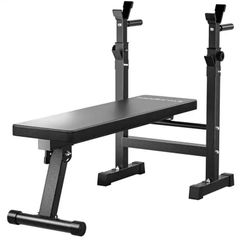 バーベル台付き フラットベンチ 筋トレ ダンベル トレーニング ベンチプレス 筋トレ トレーニング 腹筋 背筋 ダイエット 二の腕 黒 ブラック