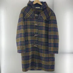 【中古】GLOVERALL 90s イングランド製 チェックダッフルコート ネイビー サイズ42　グローバーオール[24]