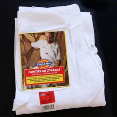 デッドストック★90s USA製 Dickiesディッキーズ 山ポケ コットン オーバーオール 生成り W38 L30★ビンテージ ペインター パンツ