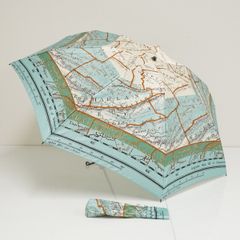 折りたたみ傘 EPICE エピス USED美品 Voyage a travers le monde 地図 エメラルドグリーン 折傘 55cm FS9089 