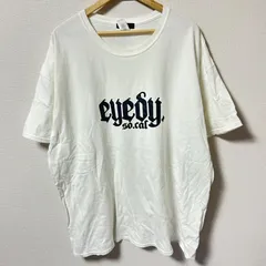 大きいサイズ◎(^w^)b eyedy アイディー クルーネック 半袖Tシャツ コットン 綿100% ロゴプリント シンプル ビッグシルエット オーバーサイズ ラフ ストリート ホワイト 白 メンズ サイズ3XL
