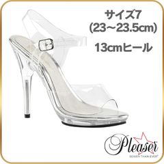23 23.5 cm Pleaser プリーザー セクシー ハイヒール キャバ サンダル クリア 13cm ヒール レディース メンズ ピンヒール クリアヒール ストラップ ダンス 衣装 女装 女性 男性 用 ハイヒール サンダル 13センチ ヒール 高め