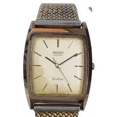 【稼働 良品】1026-2 SEIKO DOLCE セイコー ドルチェ 6030-5320 メンズ腕時計 クォーツ スクエア ゴールド色