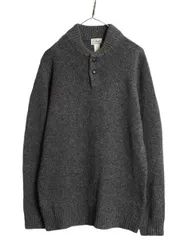 【お得なクーポン配布中!】 エルエルビーン ヘンリーネック ラム ウール ニット セーター メンズ M 無地 LLビーン モックネック LLBEAN プルオーバー アウトドア 濃灰