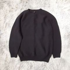 ユニクロ UNIQLO【L】クルーネックセーター セーター 日本製 黒/ブラック 秋冬 綿 アクリル カジュアル シンプル 無地