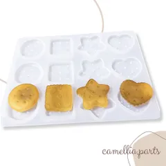 【ミニクラッカー風シリコンモールド】ビスケット型 4種類セット（丸・四角・星・ハート）UVレジン対応