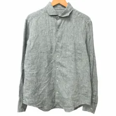 シンプリシテェ SIMPLICITE 近年モデル PLUS プラス シャツ 長袖  リネン 胸ポケット ネップ グレー Lサイズ 0403 ■GY31のサムネイル