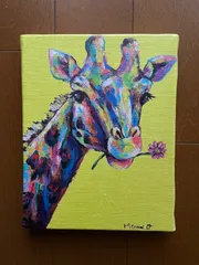 アクリル画　キリン キリン ＃アート ＃絵画 ＃原画 ＃アクリル画 20cm角 絵画