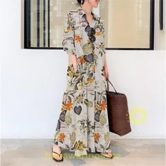 ワンピース ロングワンピース レデイーズ 花柄 きれいめ 長袖 マキシ丈 シャツワンピース 春 秋 体型カバー 着痩せ 大人 20代 30代 40代 50代
