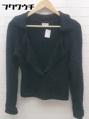 ◇ ELLE エル ウール ニット 長袖 カーディガン サイズLL ブラック レディース 【中古】 【1002801027216】