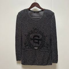 伊太利屋　長袖　ニット　ラメ　刺繡ロゴ　ラインストーン　サイズ７　レトロ　ヴィンテージ　ビンテージ
