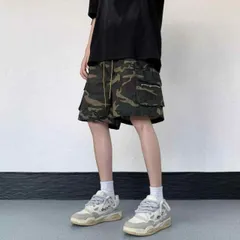メンズ ファッション 服 男性用 オシャレ シンプル 大人 かっこいい 大きいサイズ ストリート 紳士服 迷彩 ワイド レッグ カーゴ ショーツ 夏 アメリカン レトロ ストレート パンツ ゆったり カジュアル パンツ 五分丈 パンツ