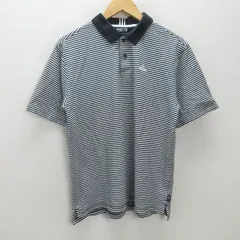 G■アディダス/adidas GOLF 半袖ポロシャツ/ボーダー柄【L】黒/men's/36【中古】■