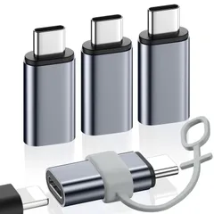 新品 MoKo ライトニングからType C変換用アダプタ 4枚セット 紛失防止シリコンストラップ付き ライトニング to Type C 変換アダプター 480Mbpsデータ転送/10W充電対応 アルミシェル 小型 iOS TypeC変換アダプター iPhon