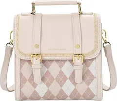 FUPUONE ミニバッグ ミニリュック ショルダーバッグ ポシェット トラッド アーガイル( ホワイト)