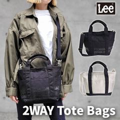 Lee リー 2WAY エンボス 小さめ トートバッグ ショルダーバッグ コンパクト ランチトート コットン エンボス ランチバッグ レディース キャンバス 帆布 ブラック ホワイト