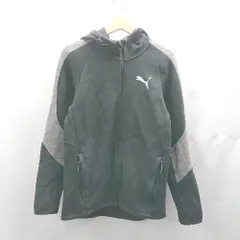 ◇ ⊇ PUMA プーマ ロゴプリント ハイネック 長袖 パーカー サイズM ブラック グレー系 メンズ レディース E  【1502180065118】