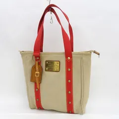 LOUIS VUITTON / ルイヴィトン ■アンティグア　カバMM　トートバッグ　ベージュ　レッド M40035 【バッグ/バック/BAG/鞄/カバン】 ブランド【中古】 