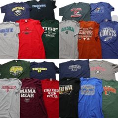 古着卸 まとめ売り カレッジ風 半袖Tシャツ 20枚セット (メンズ 2XL /3XL ) チームロゴ 英文字プリント ワンポイント 中古 古着 NA6965
