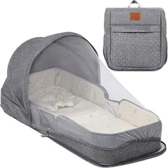 Cocorhythm ココリズム ベッドインベッド ベビーベッド クーファン 現役保育士監修 ポータブル 折りたたみ式 寝返り防止 新生児 携帯型ベビーベッド(グレー,  ベビーベッド)