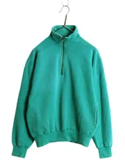 【お得なクーポン配布中!】 80s 90s USA製 エルエルビーン ラッセル 別注 ハーフジップ スウェット メンズ S 無地 ポケット付き LLBean RUSSELL 裏起毛 ハイネック 緑