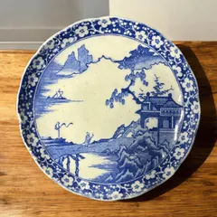 印判皿　弁慶　牛若丸　染付　八画皿　珍品 　ア12 印判皿弁慶牛若丸染付八画皿珍品 ア12