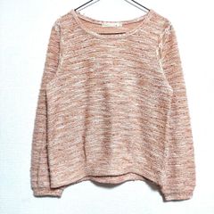 ARROW 長袖ニット セーター M 淡いオレンジ 可愛い 花柄刺繍 レース