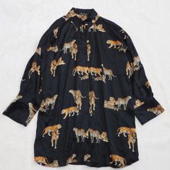 極美品【ZARA　ザラ】オーバーサイズシャツ★USA Mサイズ★9~11号★アニマル柄★黒★トラ・ヒョウ★レディース