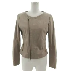 グリーンレーベルリラクシング ユナイテッドアローズ green label relaxing ジャケット レザージャケット ノーカラー ダブルジップ レザー 豚革 ブラウン系 茶系 38