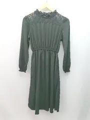 ◇ C･O･L･Z･A コルザ レース ウエスト切替 透け感あり 長袖 ロング丈 ワンピース サイズM ブラック レディース E  【1308290017616】