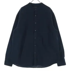 Banana Republic バナナリパブリック 長袖 ノーカラー シャツ M ネイビー メンズ 古着