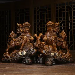 麒麟 置物 オブジェ 樹脂製 子宝 健康運 インテリア リビング オフィス 玄関 厄除け 縁起物 運気アップ 厄除 彫刻 開運 幸運 財運 金運 安産祈願 無病息災