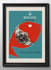 15390ロレックス サブマリーナ 腕時計 魚 グラフィックアート A3 サイズ ポスター アート おしゃれ 絵画 インテリア 北欧 イラスト マット紙 艶消し アートパネル 額 フレーム デザイン 壁掛け ギフト 新築祝い ディスプレイ